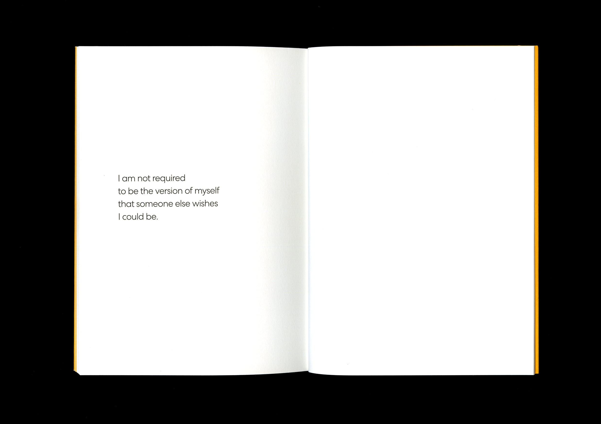 Minimalist affirmation page reading, “I am not required to be the version of myself that someone else wishes I could be,” in simple black text on a white background.