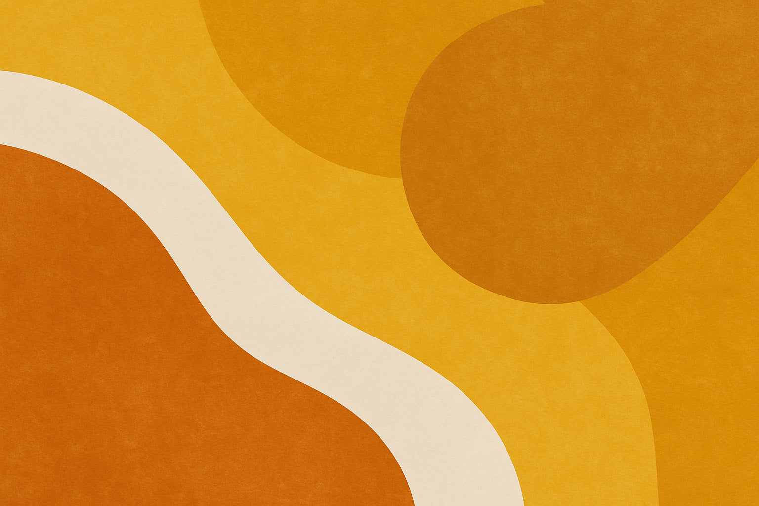 Abstract design with wavy lines and circular shapes on a warm color palette.